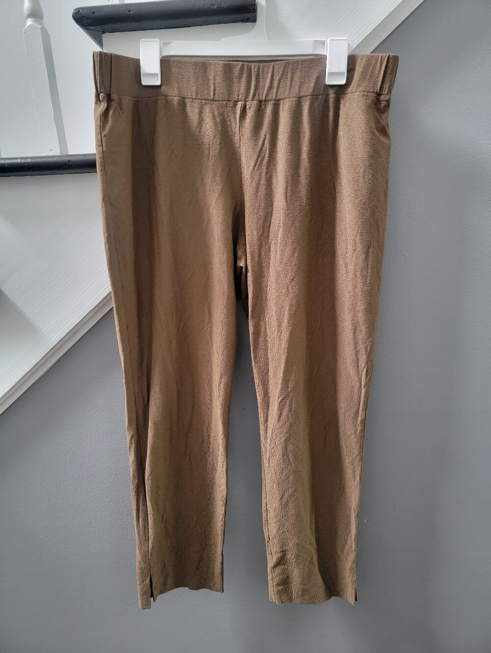 Eileen Fisher Brown Stretch Pull-On Chinos Large